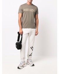 T-shirt à col rond imprimé olive Kenzo