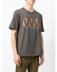 T-shirt à col rond imprimé olive White Mountaineering