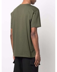 T-shirt à col rond imprimé olive Alexander McQueen