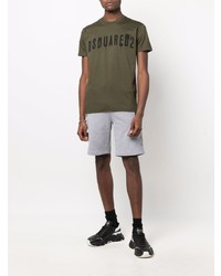 T-shirt à col rond imprimé olive DSQUARED2