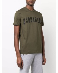 T-shirt à col rond imprimé olive DSQUARED2