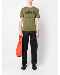 T-shirt à col rond imprimé olive Moschino