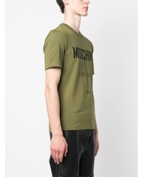 T-shirt à col rond imprimé olive Moschino