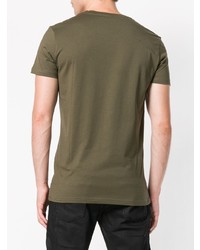 T-shirt à col rond imprimé olive Balmain