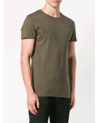 T-shirt à col rond imprimé olive Balmain