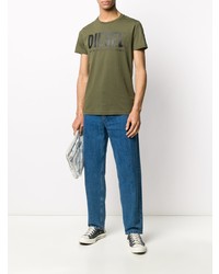 T-shirt à col rond imprimé olive Diesel