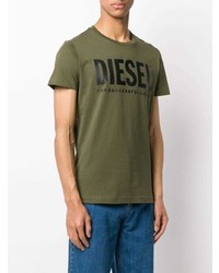 T-shirt à col rond imprimé olive Diesel