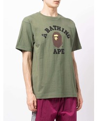 T-shirt à col rond imprimé olive A Bathing Ape