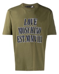 T-shirt à col rond imprimé olive Love Moschino