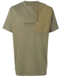 T-shirt à col rond imprimé olive Maharishi