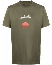 T-shirt à col rond imprimé olive Maharishi