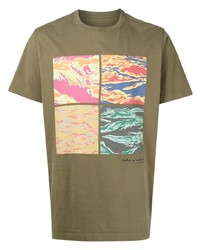 T-shirt à col rond imprimé olive Maharishi