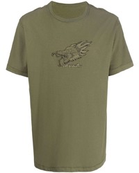 T-shirt à col rond imprimé olive Maharishi