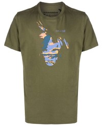 T-shirt à col rond imprimé olive Maharishi