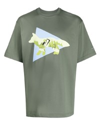 T-shirt à col rond imprimé olive MAISON KITSUNÉ