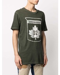 T-shirt à col rond imprimé olive DSQUARED2