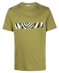 T-shirt à col rond imprimé olive Marni