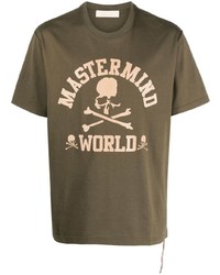 T-shirt à col rond imprimé olive Mastermind World