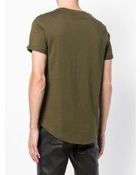 T-shirt à col rond imprimé olive Balmain