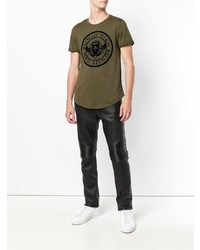 T-shirt à col rond imprimé olive Balmain