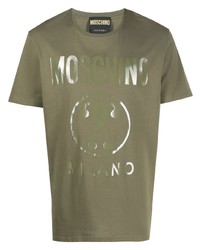 T-shirt à col rond imprimé olive Moschino