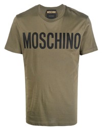 T-shirt à col rond imprimé olive Moschino