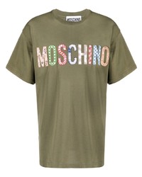 T-shirt à col rond imprimé olive Moschino