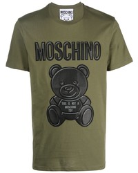 T-shirt à col rond imprimé olive Moschino