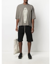 T-shirt à col rond imprimé olive Rick Owens DRKSHDW