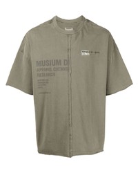 T-shirt à col rond imprimé olive Musium Div.