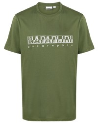 T-shirt à col rond imprimé olive Napapijri