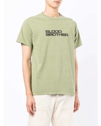 T-shirt à col rond imprimé olive Blood Brother