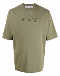 T-shirt à col rond imprimé olive Off-White