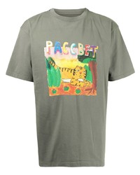 T-shirt à col rond imprimé olive PACCBET