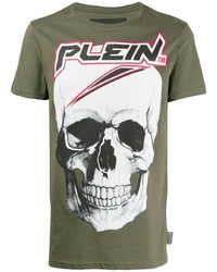 T-shirt à col rond imprimé olive Philipp Plein