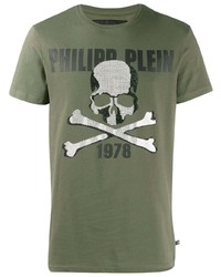 T-shirt à col rond imprimé olive Philipp Plein