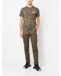 T-shirt à col rond imprimé olive Diesel