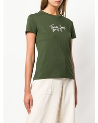 T-shirt à col rond imprimé olive Tommy Jeans