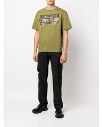 T-shirt à col rond imprimé olive Heron Preston