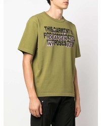 T-shirt à col rond imprimé olive Heron Preston