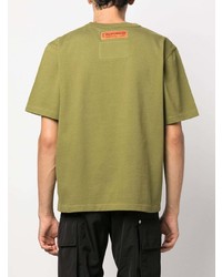 T-shirt à col rond imprimé olive Heron Preston