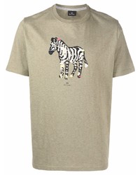 T-shirt à col rond imprimé olive PS Paul Smith