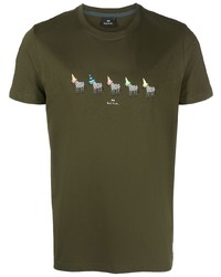 T-shirt à col rond imprimé olive PS Paul Smith