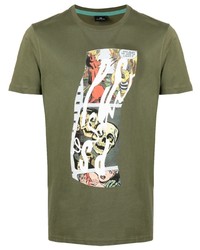 T-shirt à col rond imprimé olive PS Paul Smith