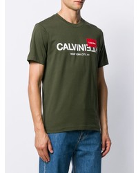 T-shirt à col rond imprimé olive Calvin Klein
