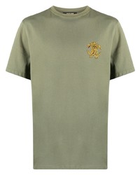 T-shirt à col rond imprimé olive Roberto Cavalli