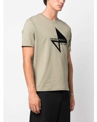 T-shirt à col rond imprimé olive Emporio Armani