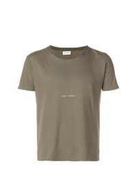 T-shirt à col rond imprimé olive Saint Laurent