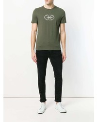 T-shirt à col rond imprimé olive CP Company