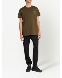 T-shirt à col rond imprimé olive Giuseppe Zanotti